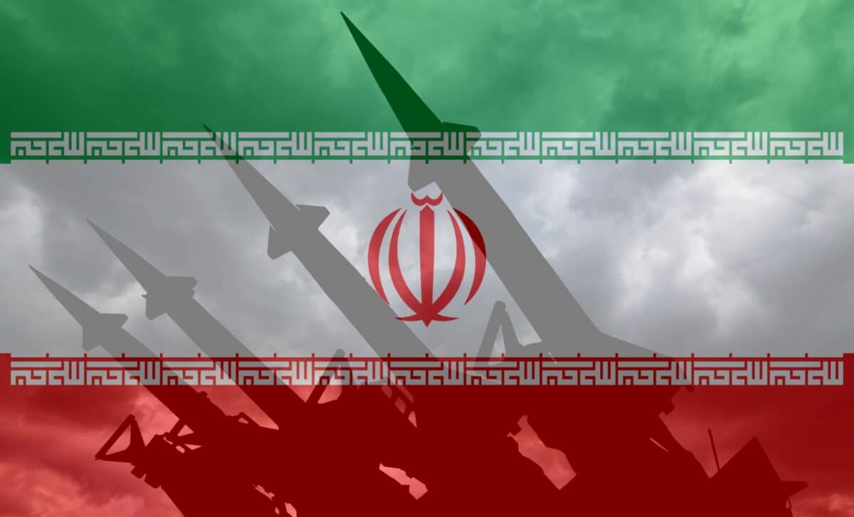 Missiles and the Iranian flag